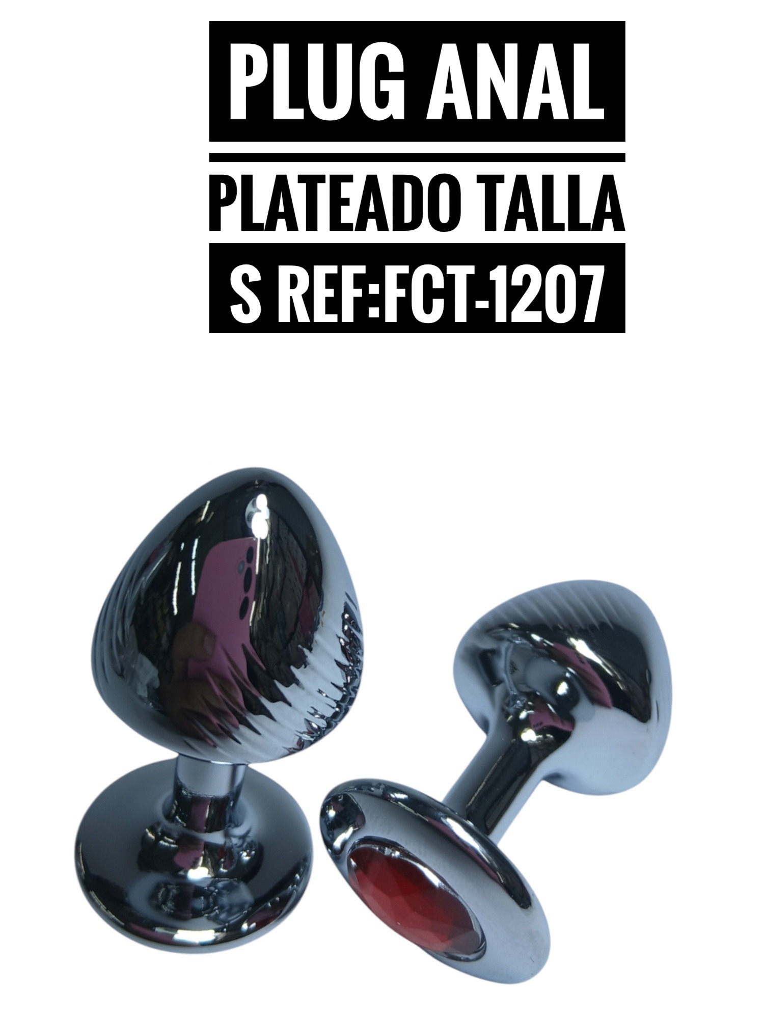Plug anal plateado con gema