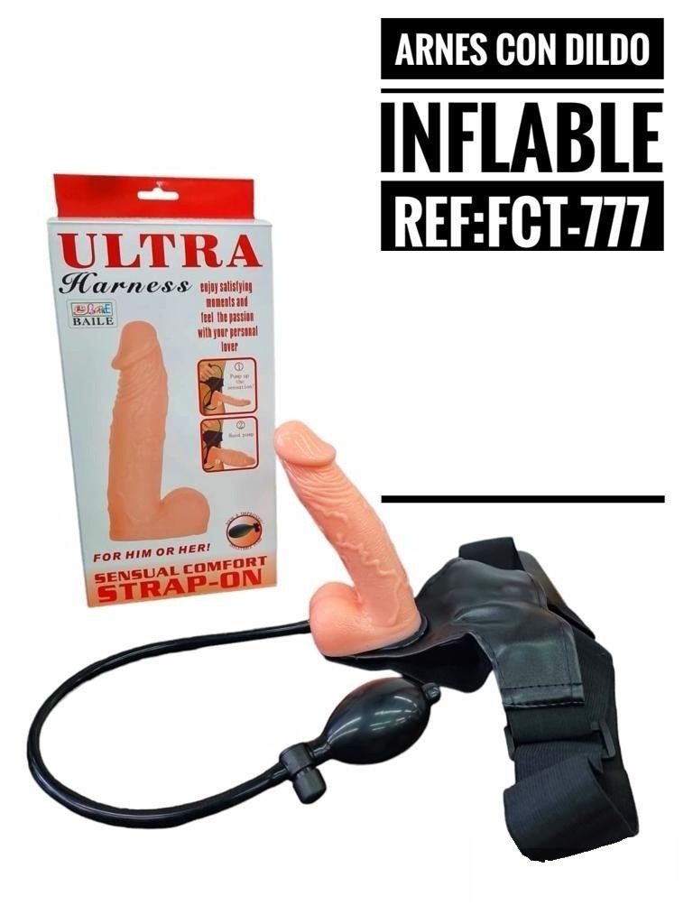 Arnés con dildo inflable