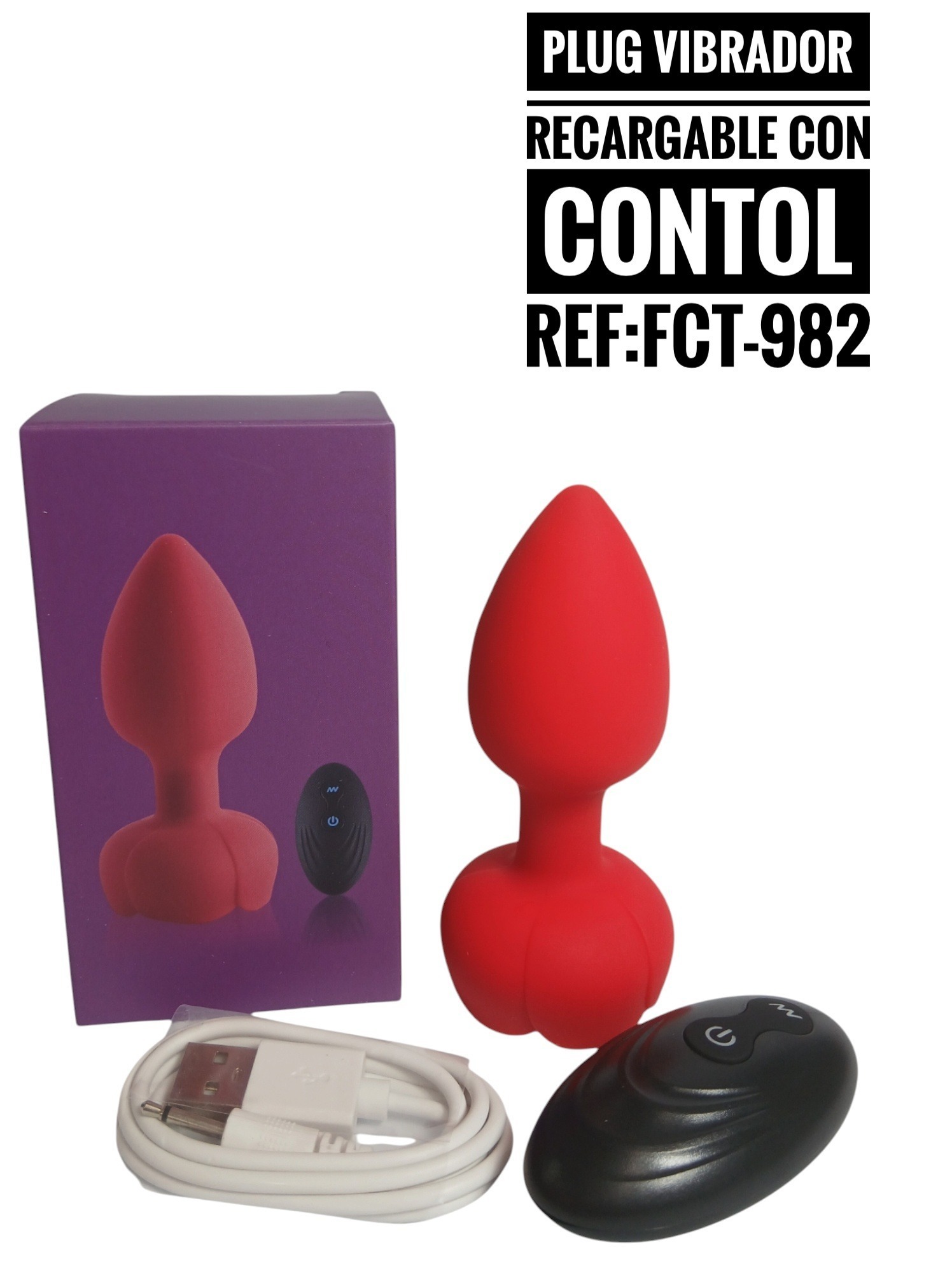 Plug vibrador recargable con control — foto 1